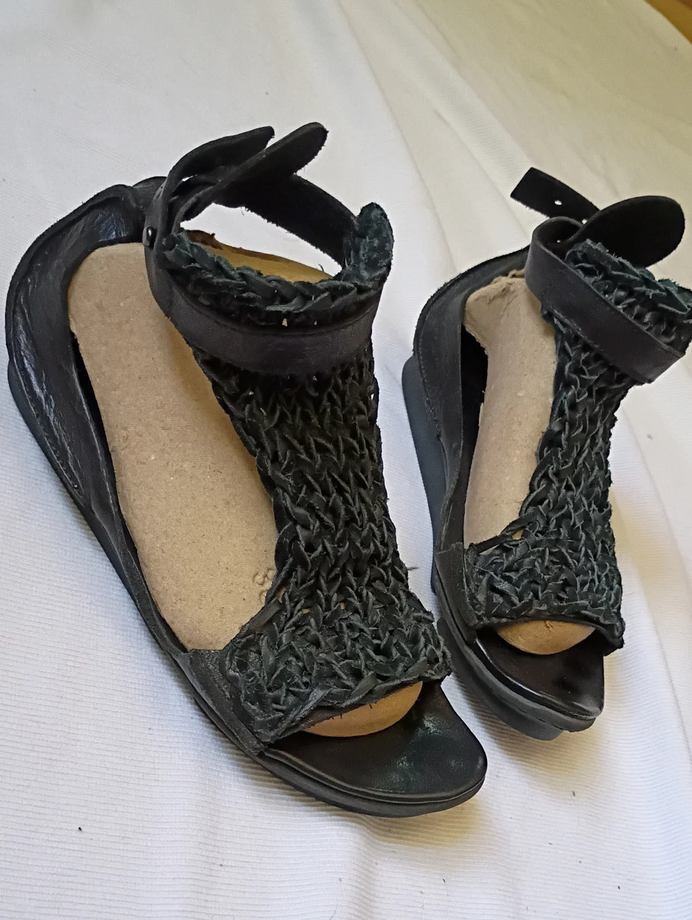 Trippen Women's Black Leather Woven Sandal